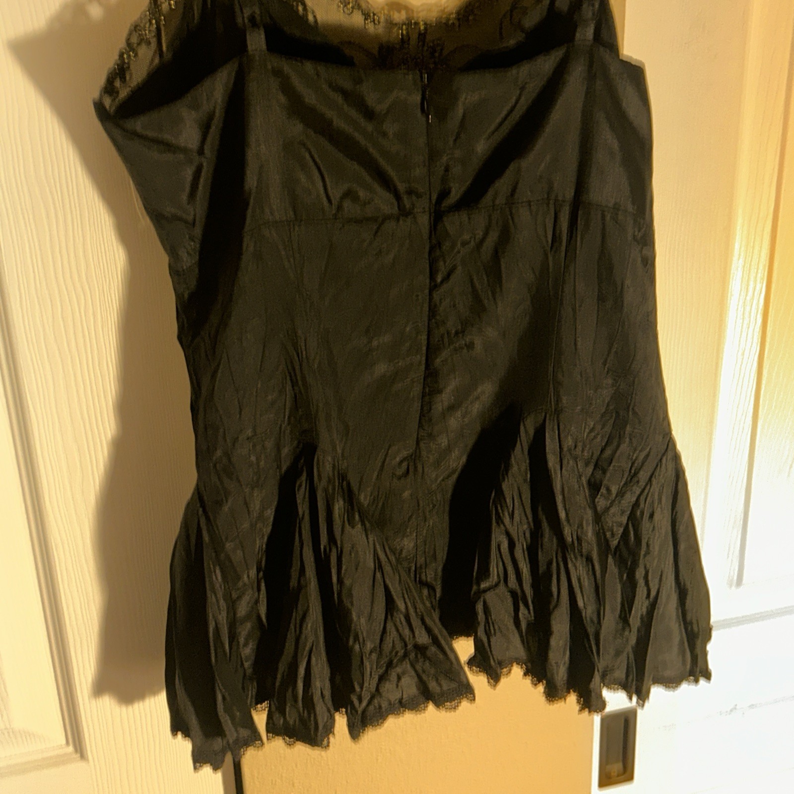 Vintage Y2K YANK Black Fairy Whimsygoth Tank Lace Bead Embroidery Size L