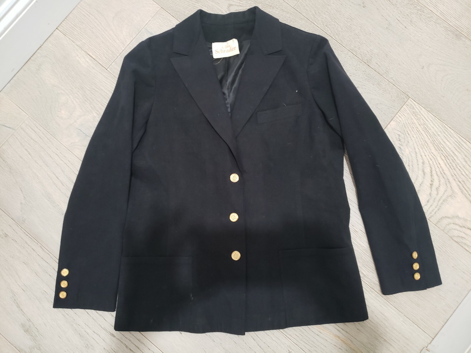 VTG Abe Schrader Black Faux Suede Blazer Women’s Button Front