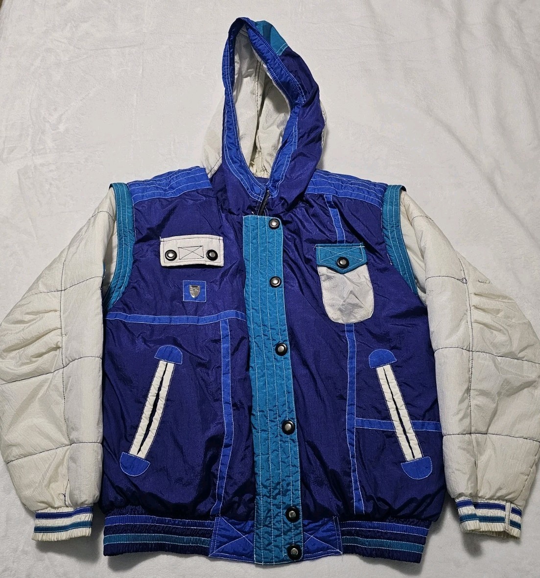 Vintage East West Women’s Color Block Ski Snowboard Puffer Jacket Size Medium