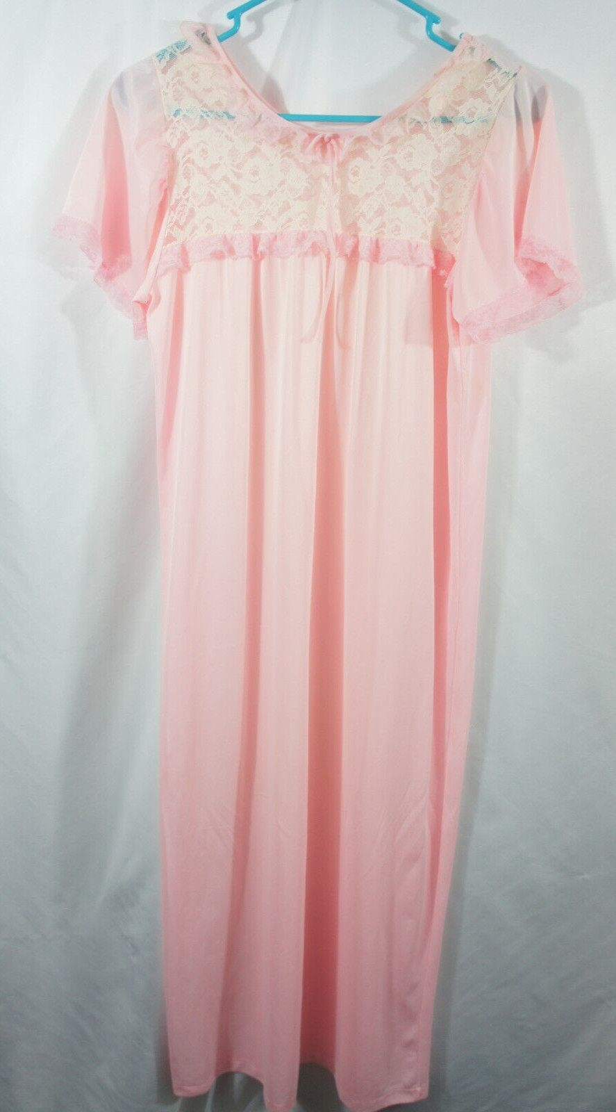 Vintage Stoneswear Night Gown Pink Nylon Lace Trim Size Small
