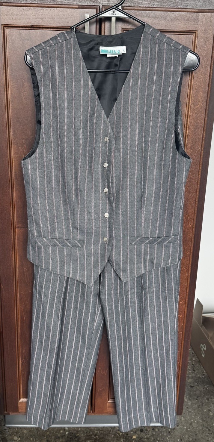 Vintage Lilys of Beverly Hills Womens Pinstripe Vest Trouser Suit Set Medium 10