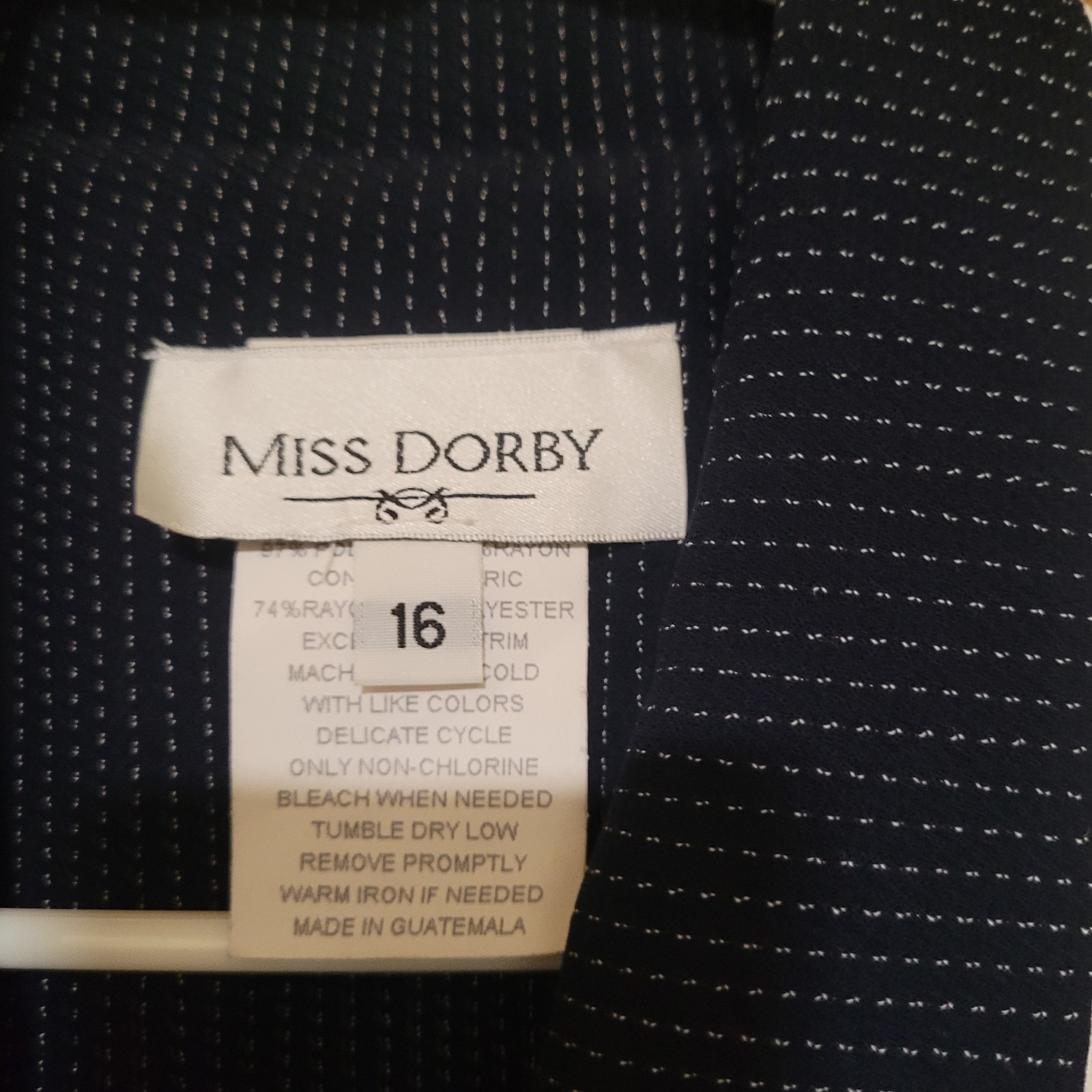 Miss Dorby Navy Blue Pinstripe Dress Cottagecore Nauticle Chic Professional S-16