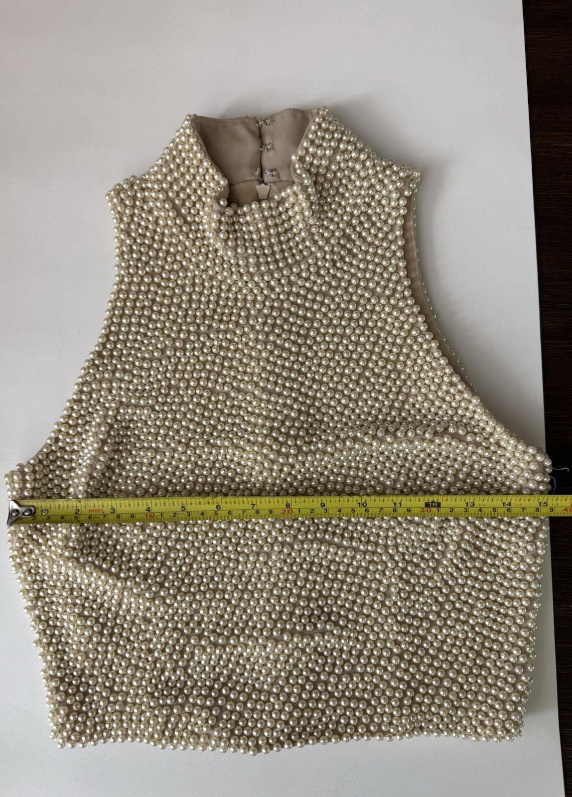 Vintage 80s VIE Victoria Royal Heavy Faux Pearl Beaded Mock Neck Blouse Top 6