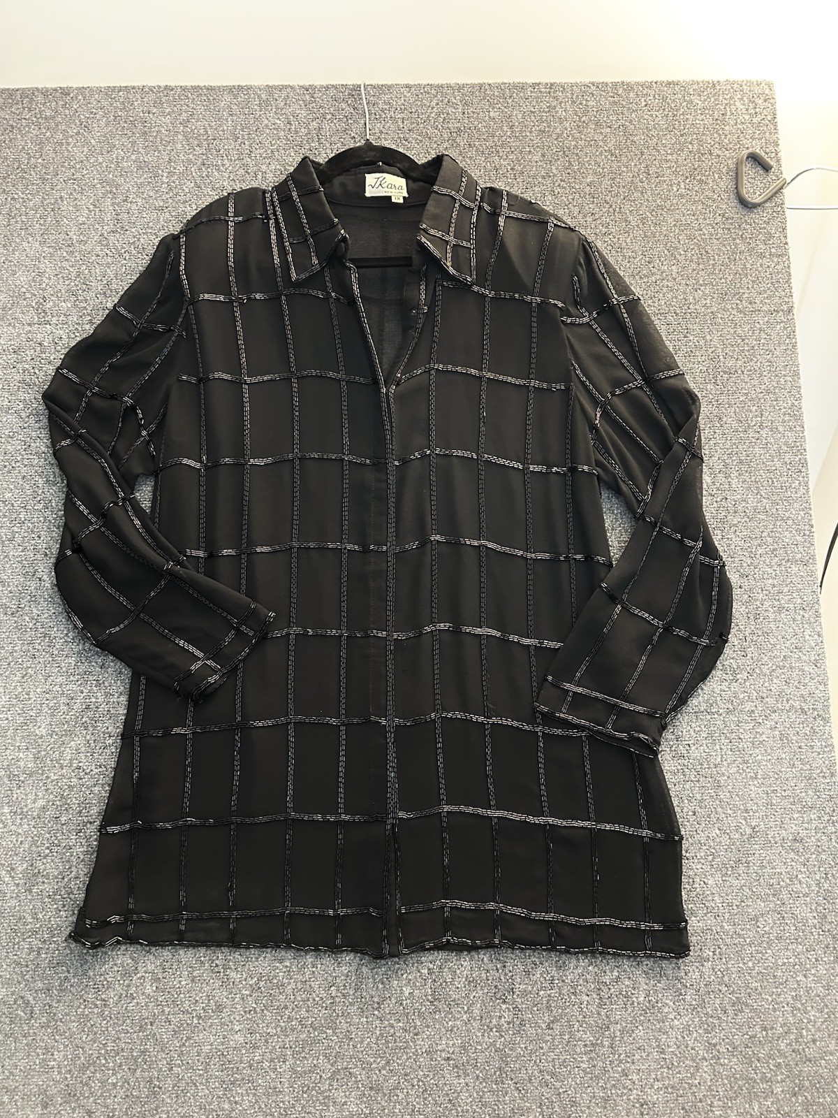 Vintage j Kara Black Sheer Long Sleeve Blouse Size 1X