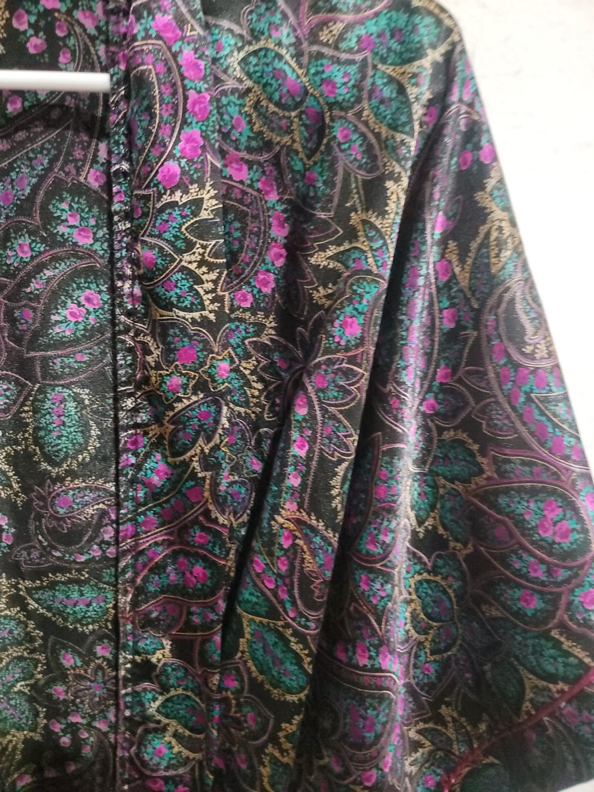 Vintage Circa 2000 Paisley Robe Camisole Set 2XL Made in USA Satin Lingerie 2pc