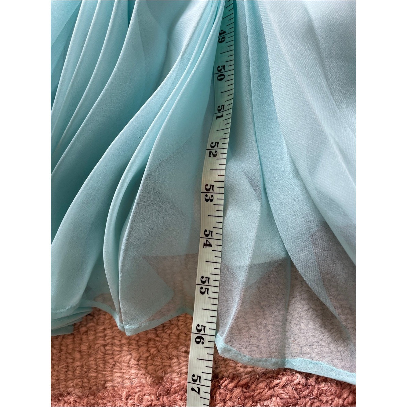 EUC Vintage 60s 70s Mike Benet Aqua Sequin Chiffon Sleeveless Maxi Dress Size 00