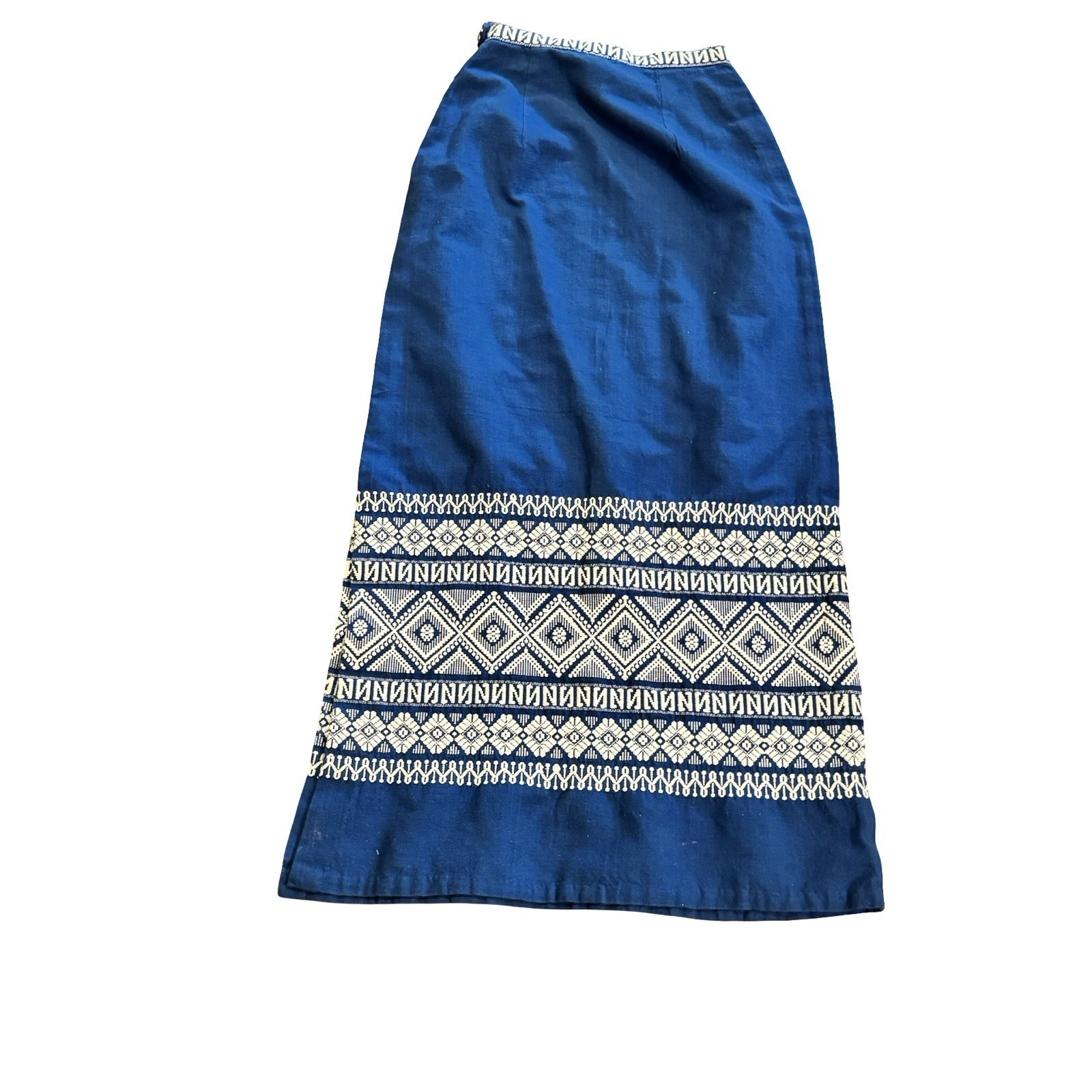 Vintage Guatemalan Hand Woven Skirt Blue Maxi size Small Artes Guatemaltecas