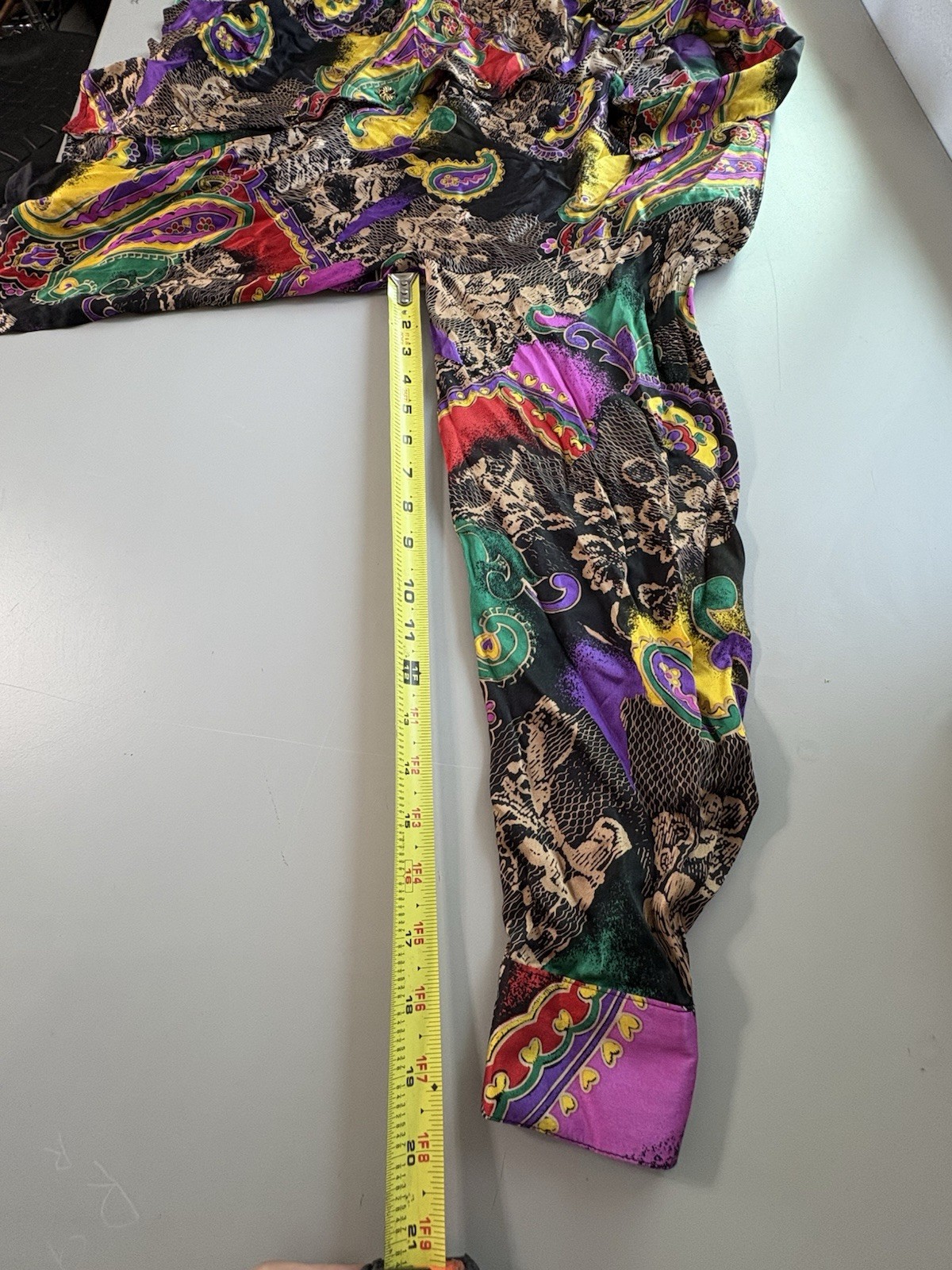 Vintage Jerri Sherman Collection Floral Paisley Multicolor Silk Shirt Blouse Top