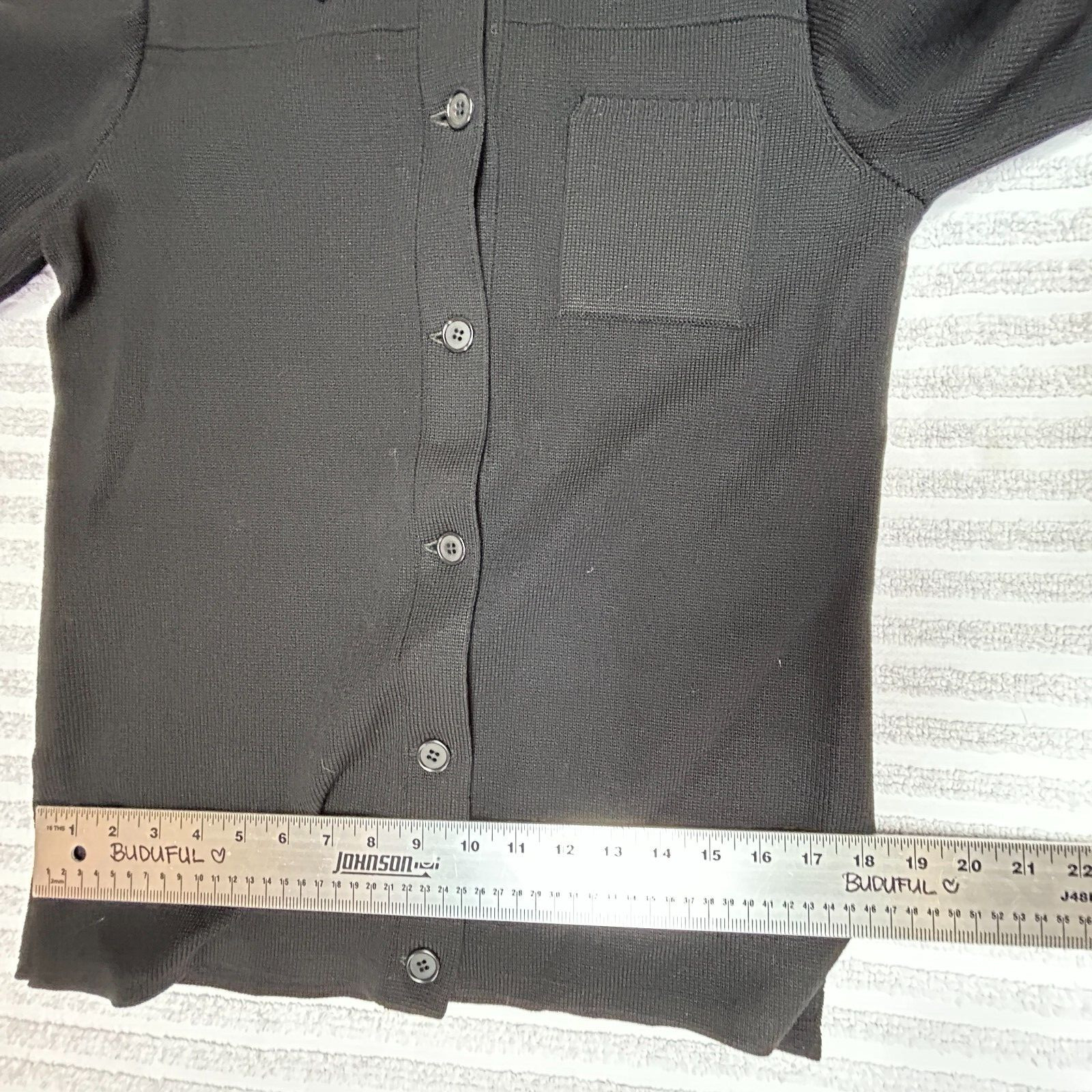 Vintage I. Magnin & Co. Dorce Women Button Front Wool Jacket Medium Black Collar