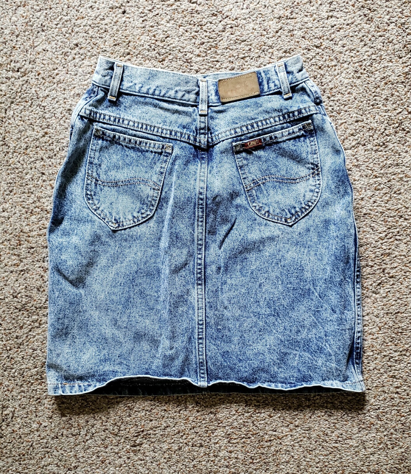 Vintage 1980s LEE Womens Acid Wash Denim Jeans Short Skirt Size 5, Cool Retro