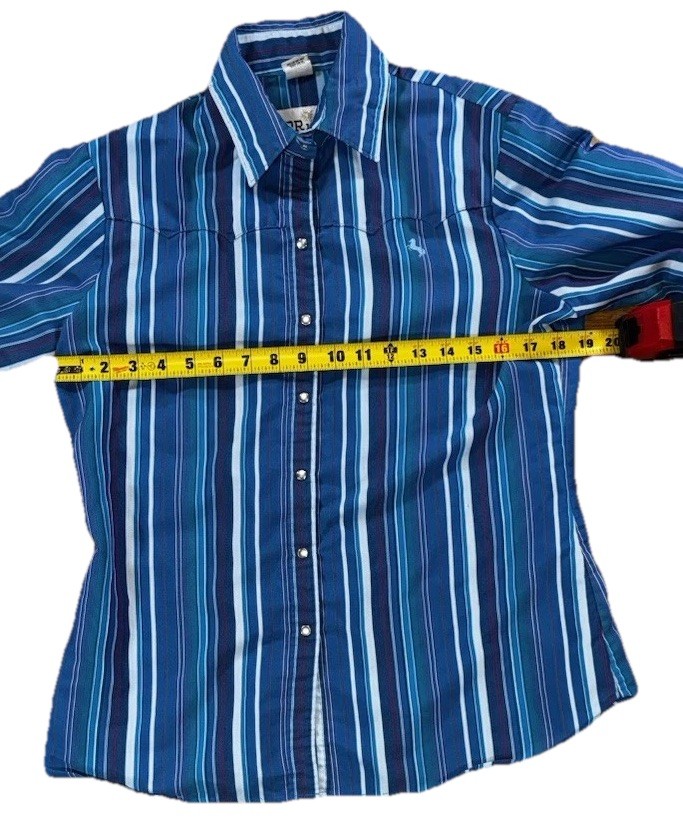 Prior Womens Med Vintage Imperial Westerns Rockabilly Blue Plaid Cowgirl Shirt