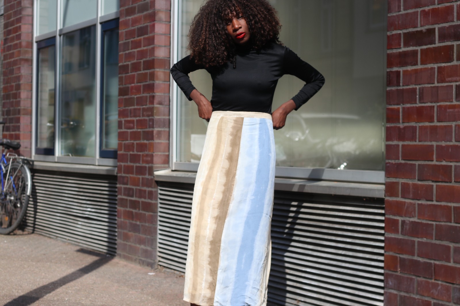Vintage Gerry Weber Maxi Skirt Blue Beige Tie Dye Pattern Size S-M Summer Boho