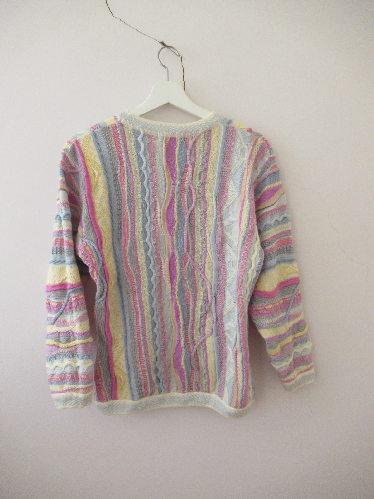 Vintage 80s 3D Pastel Wool Coogie Style Jumper Sweater Small Medium