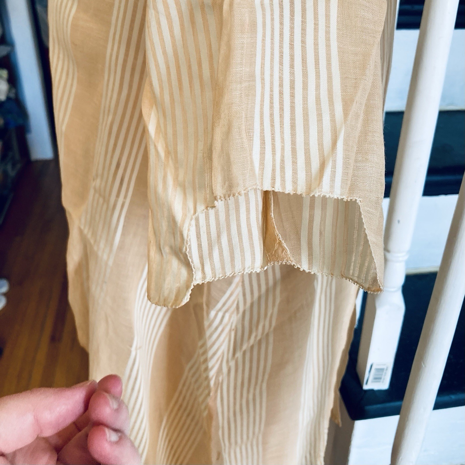 1910s 1920s Edwardian Flapper Peach Pastel Tunic Shadow Stripe Blouse Top Summer