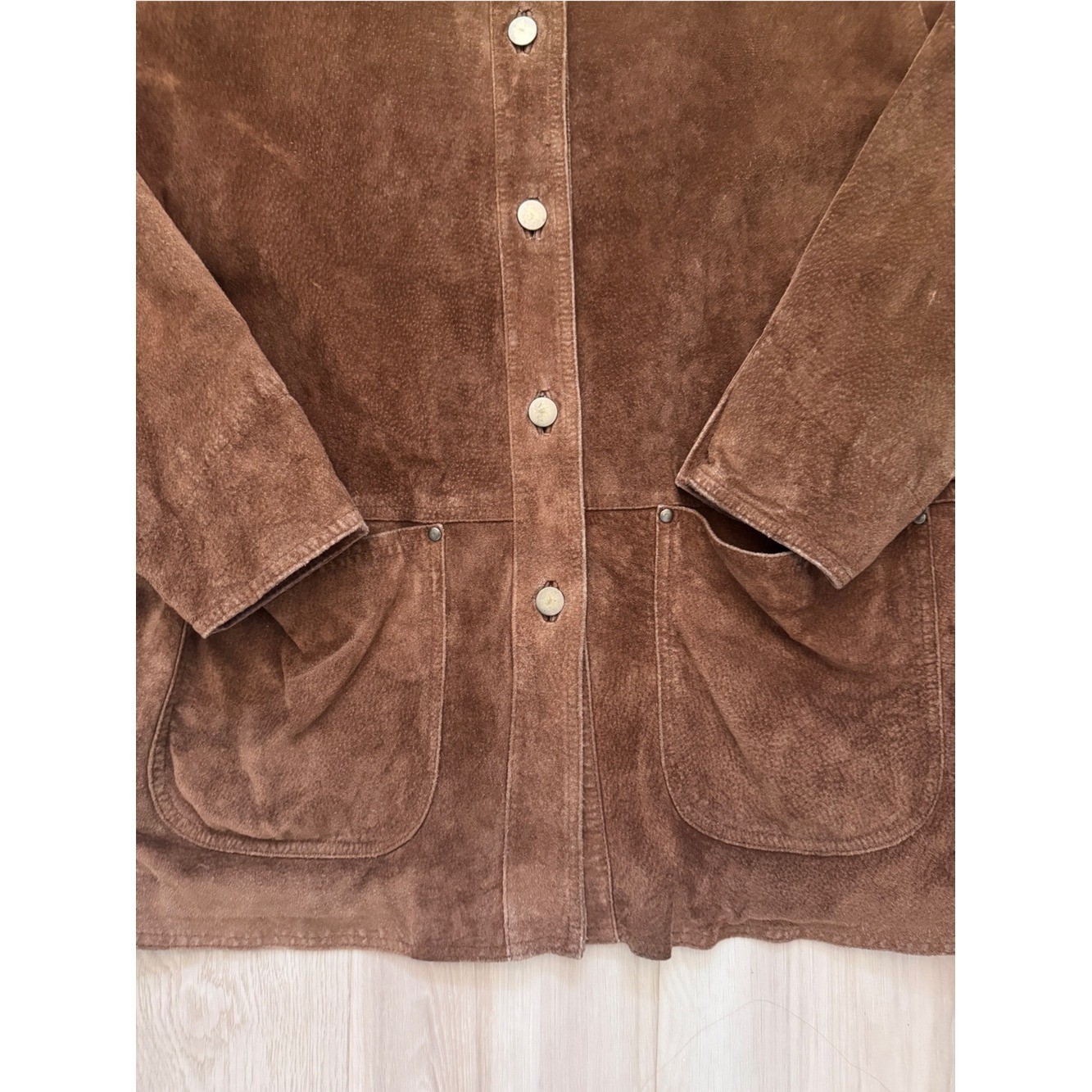 VTG L.L. Bean Genuine Suede Chore Coat Western Ranchwear Barn Jacket Size L/XL