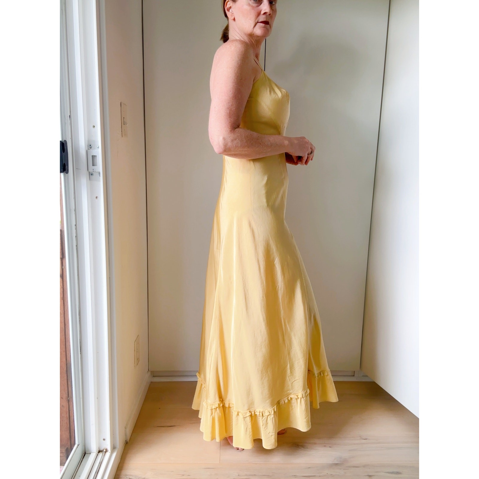 Antique 40s Buttercream Yellow slip dress Maxis SZ M/8 Soft Girl Coquette