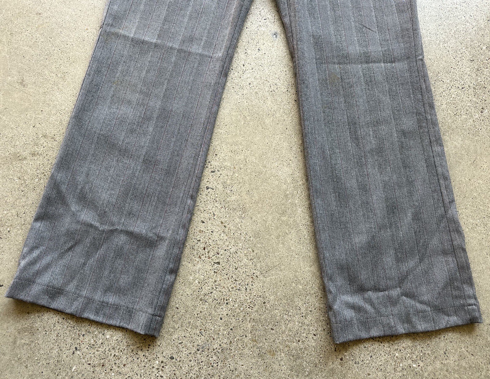 Vintage Chico’s Design Women’s Gray Striped Flat Front Stretch Dress Pants Sz 1