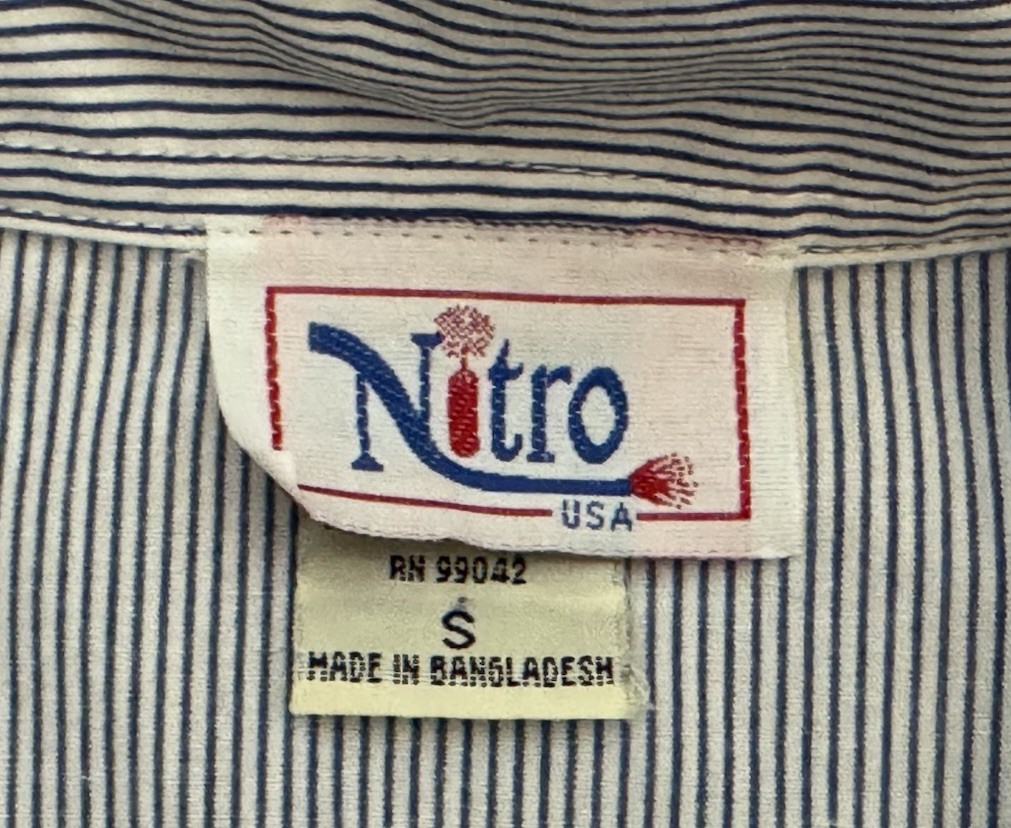 Vtg 80s Nitro 3/4 Sleeve Blue Paw Rhinestones Button-Up Blouse Women’s Small UK