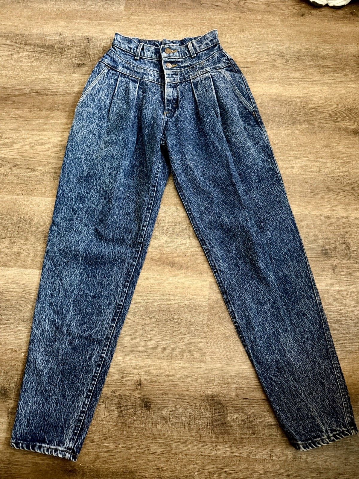 Lee Women’s Vintage High Waist Pleated Jeans 5 MED 25×32 Blue 100% Cotton
