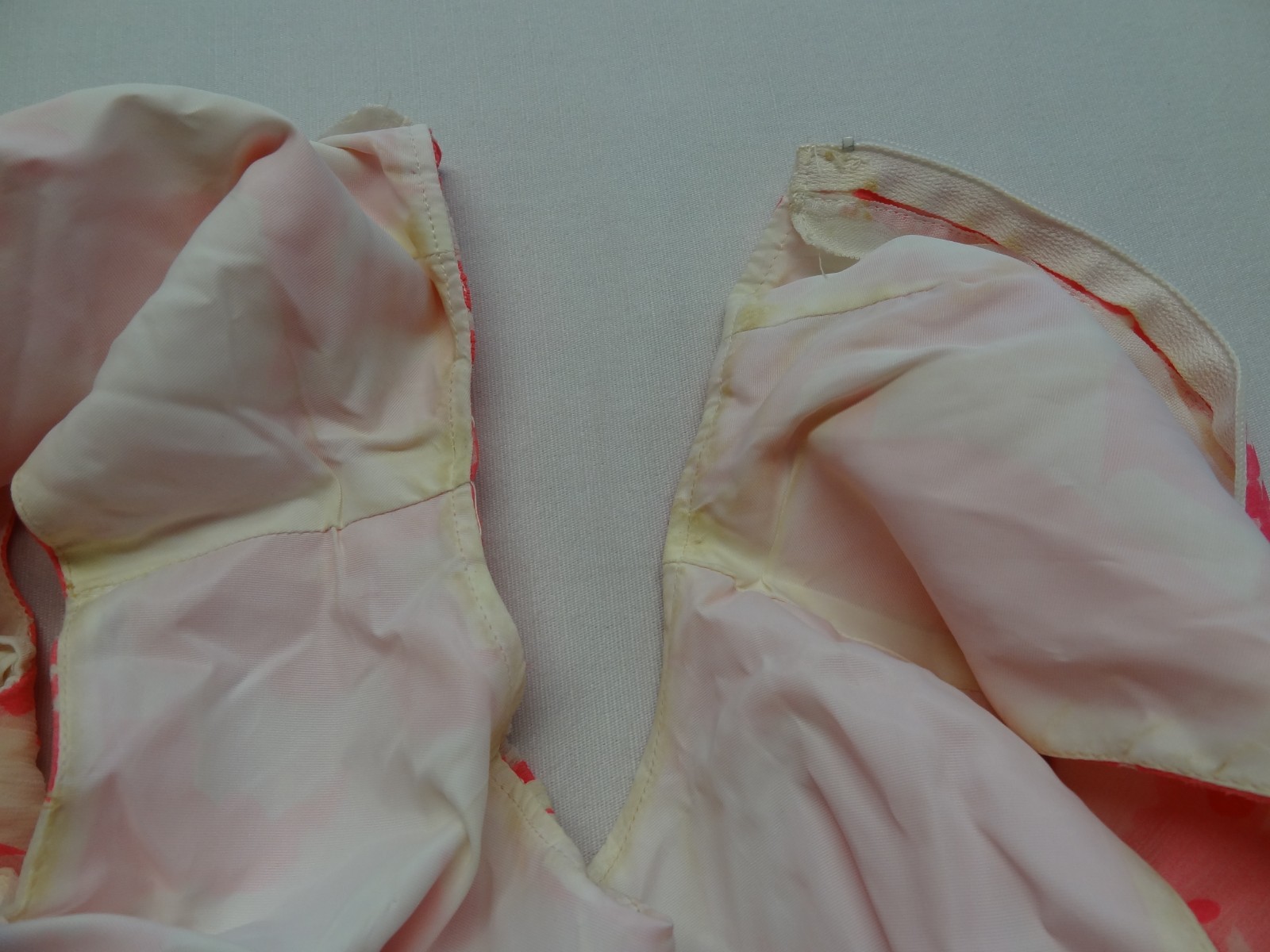 VTG XS Floral Dress Pink White Talon Zipper ILGWU Union Made in USA Long Maxi
