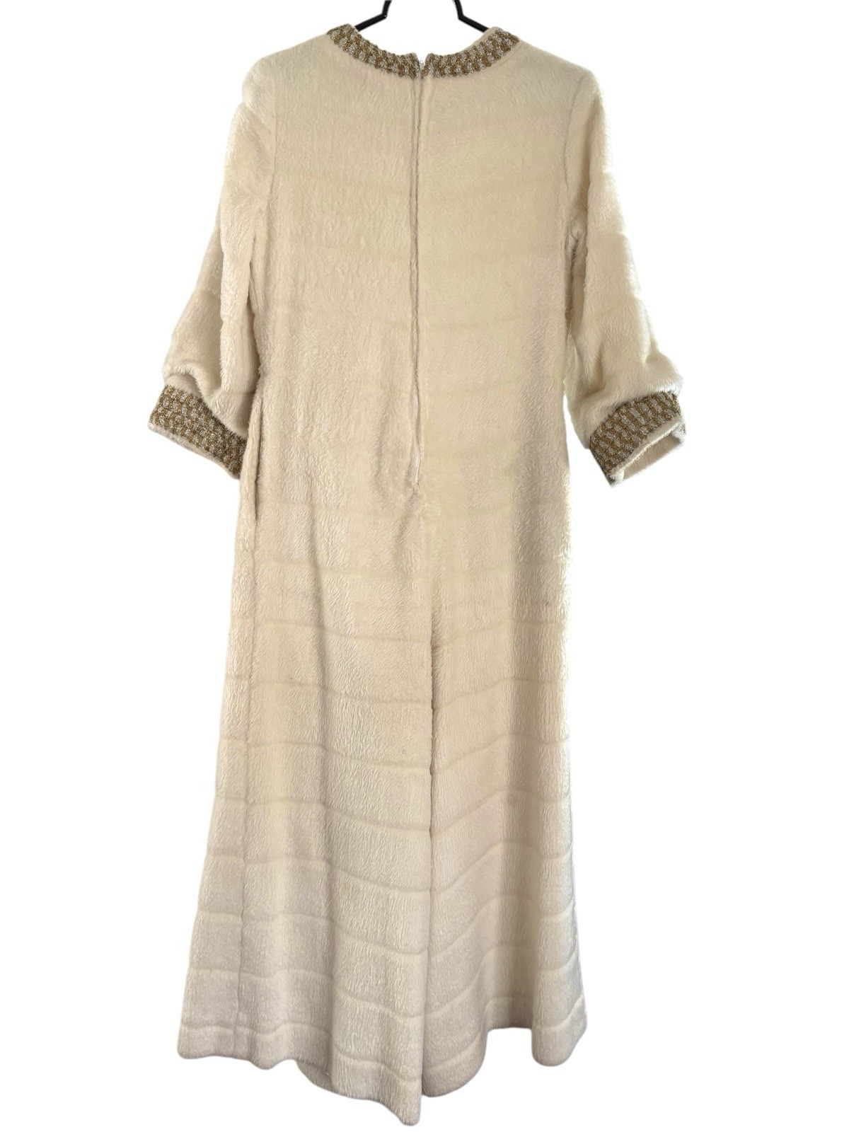 1960s vintage white faux fur and gold/ silver jumpsuit MOD GO-GO/ New Years Eve