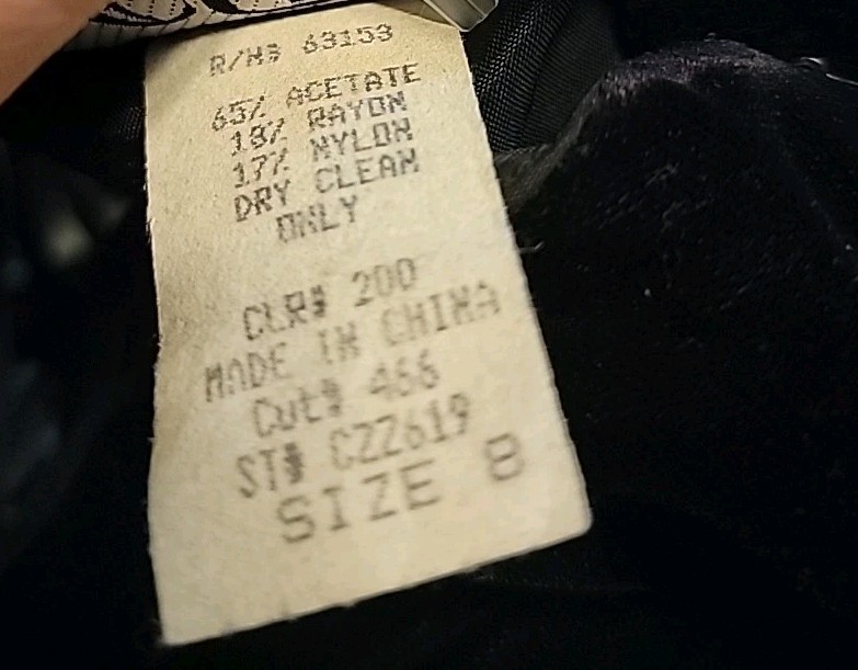 VTG CDC EVENING Velvet Little Black Dress Hourglass Bodycon Open Back 8