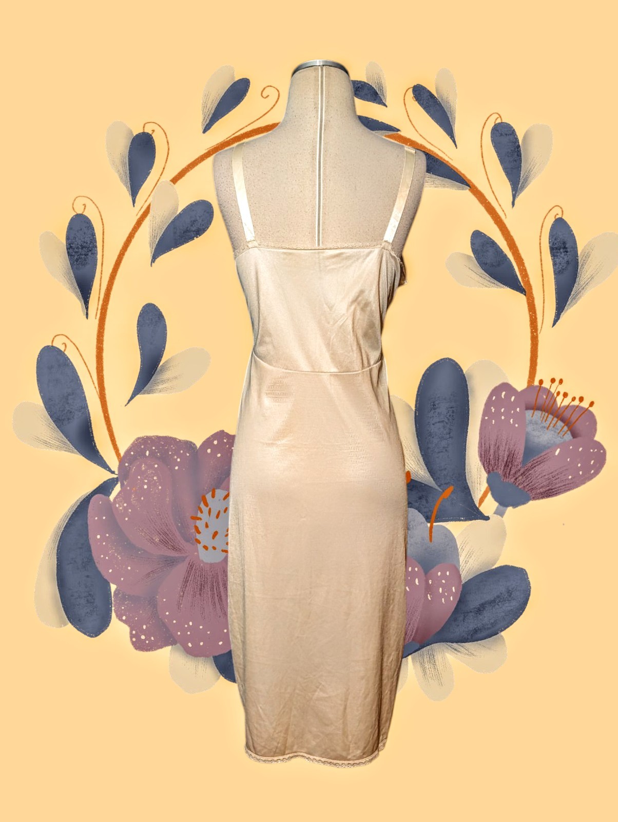 PINEHURST LINGERIE Ivory Nude Slip Dress LACE TRIM 100% Nylon Women’s 38 Large
