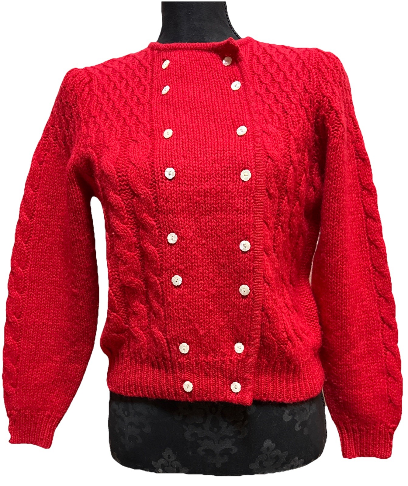 Vtg 60s Robert Scott Ltd Women’s Sz36 Red Shetland Wool Cardigan Sweater M-L