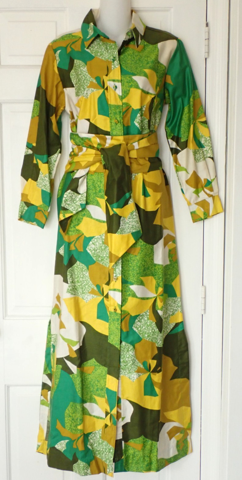 Vintage 1960s Mid Century Penthouse Gallery New York Long Tunic Caftan Dress S
