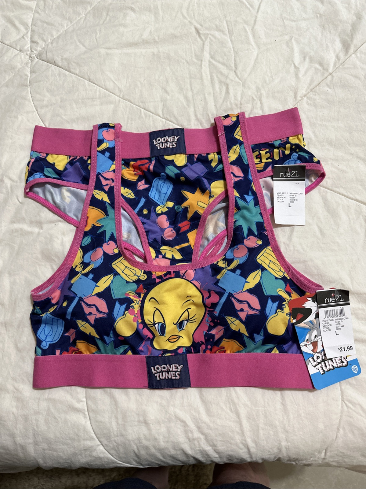 Looney Tunes Tweety Bird Sports Bra and Panties Set