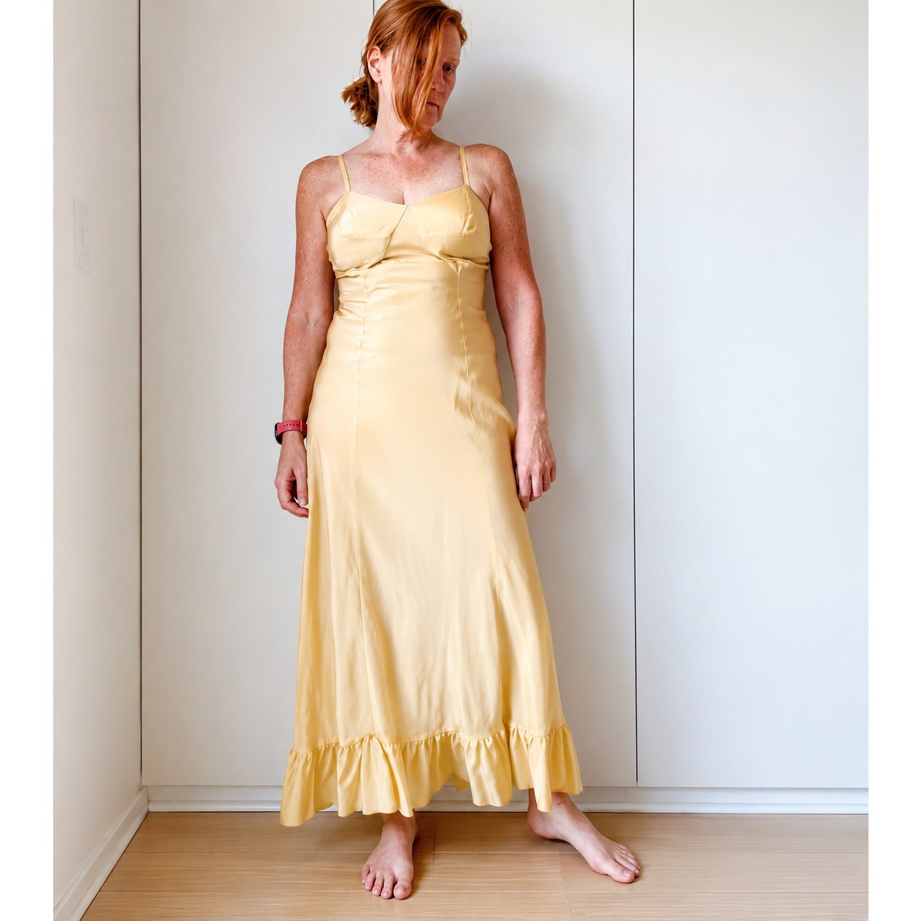 Antique 40s Buttercream Yellow slip dress Maxis SZ M/8 Soft Girl Coquette