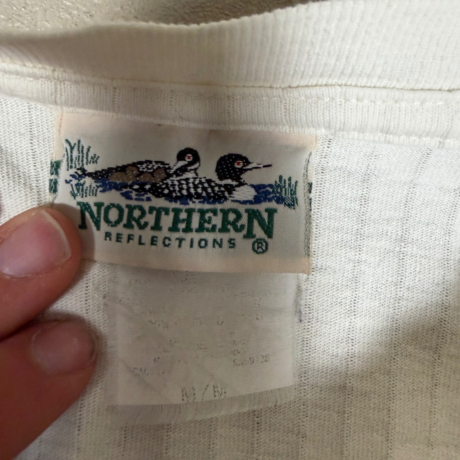 Vintage Northern Reflections Ribbed Birdhouse Graphic T-Shirt White Medium
