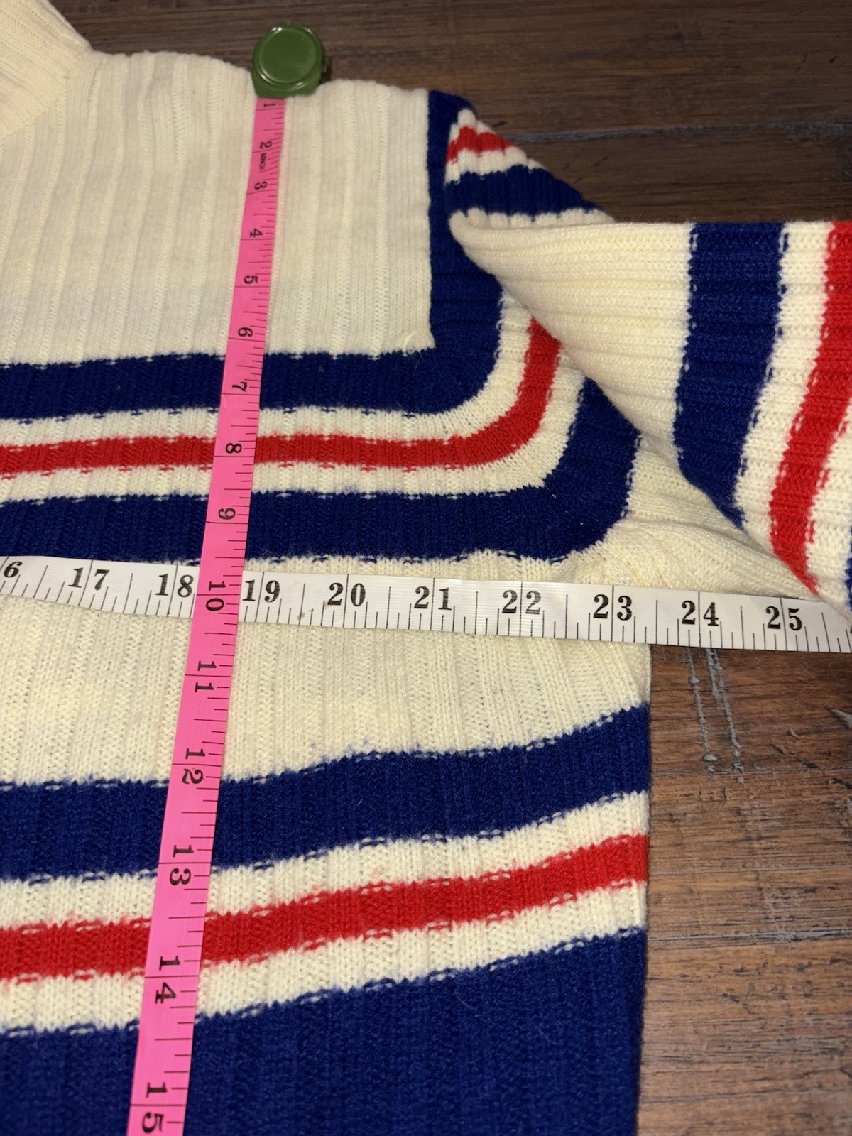 Vintage 60s 70s Women’s 1/4 Zip Striped Mock Neck Sweater Darwin Size XL