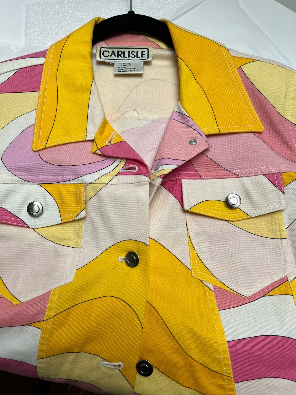 Vintage Carlisle Mod Jacket Yellow Pink Fits L XL