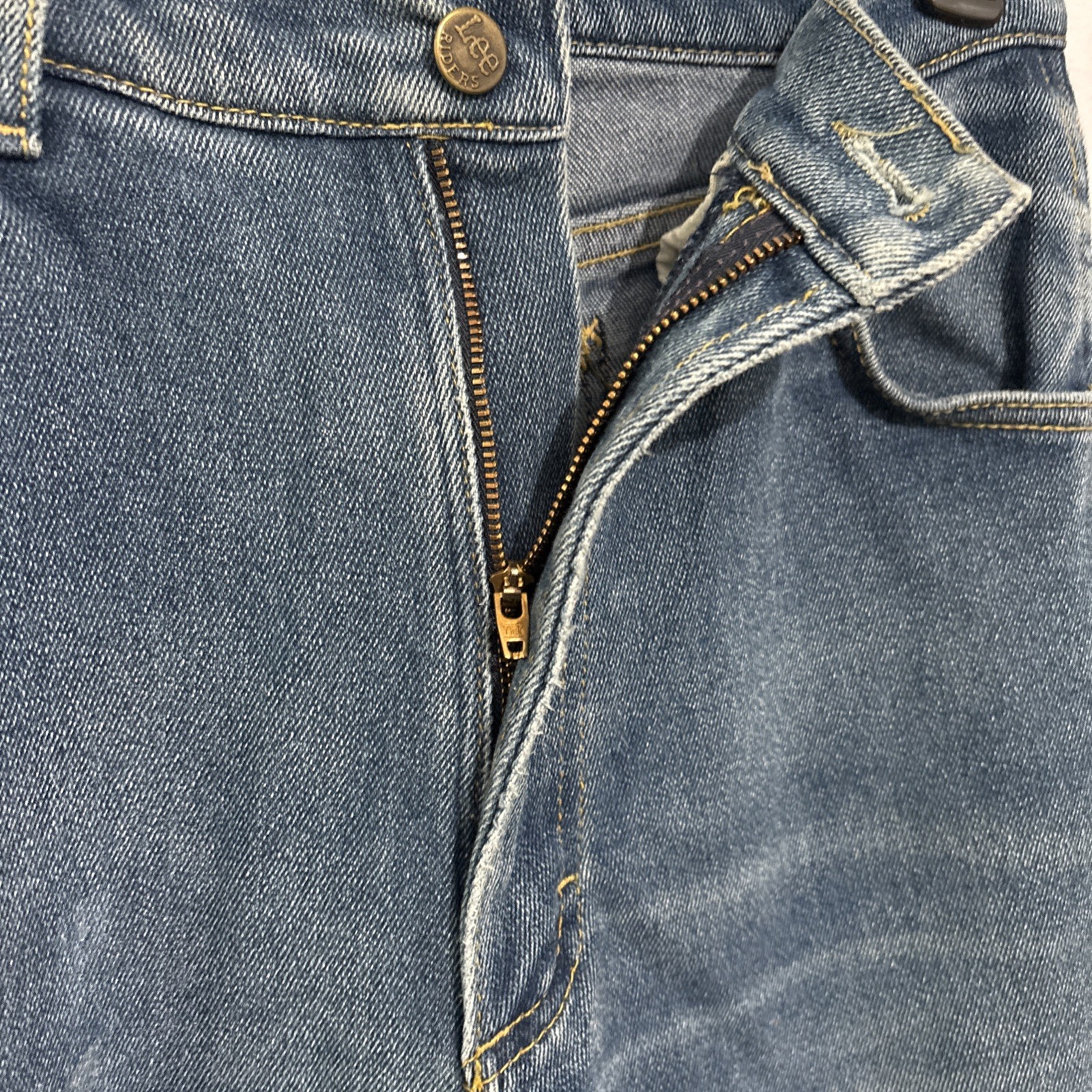 Vtg Lee Straight Pants Mom Jeans Medium Wash 5 Pockets Wavy S Stitching Sz 14L