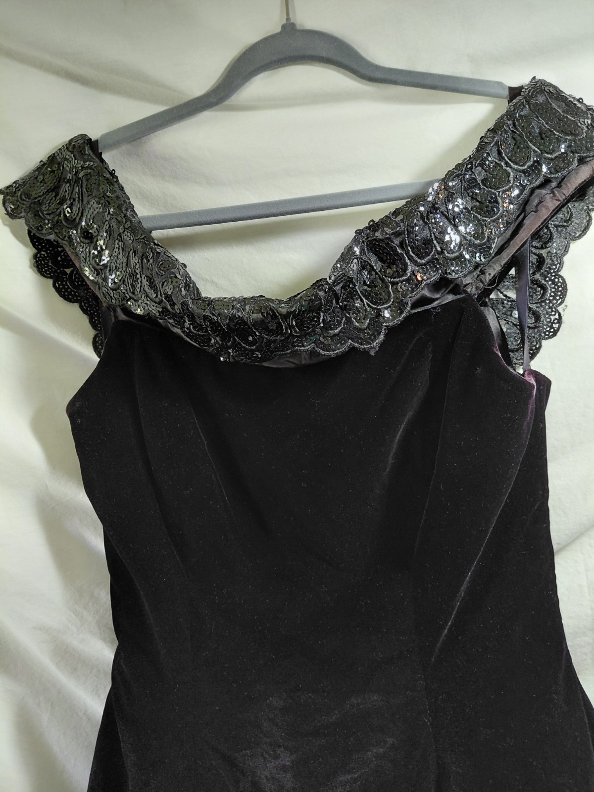 Vtg Karen Lucas For Nikki Size 10 Blk Sheath Velvet Dress Peplum Prom Blk Dress
