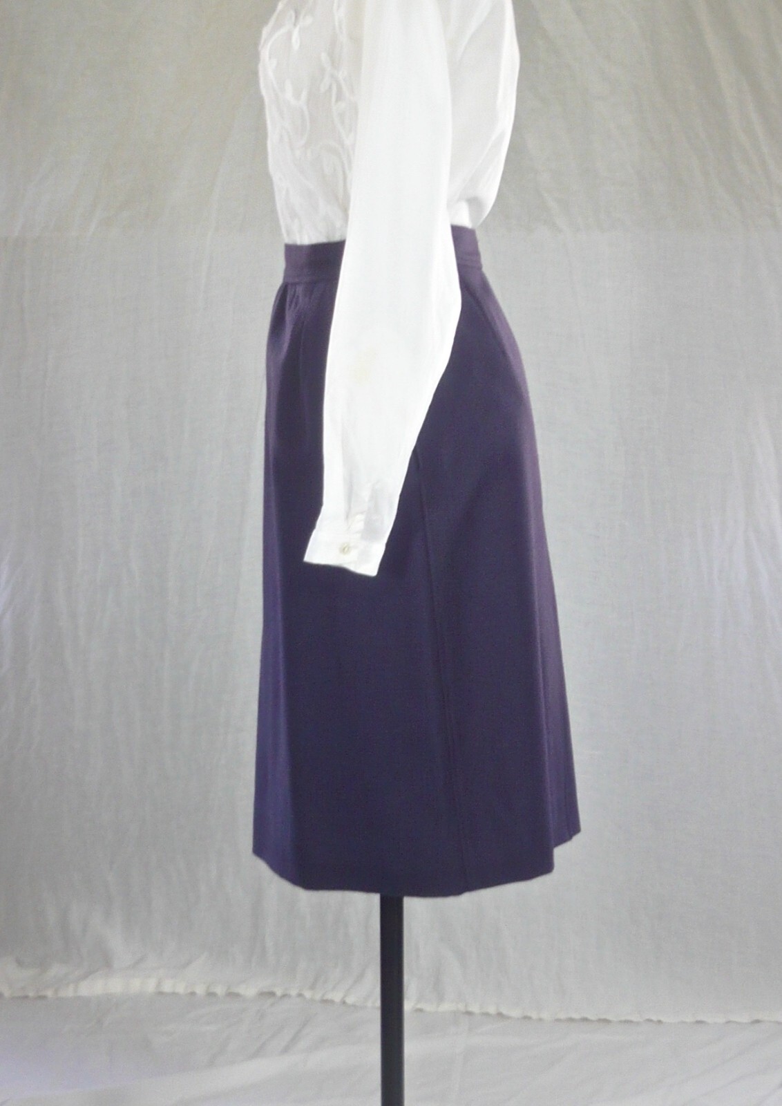 YVES SAINT LAURENT vintage 70s NAVY WOOL SKIRT French style deluxe 6