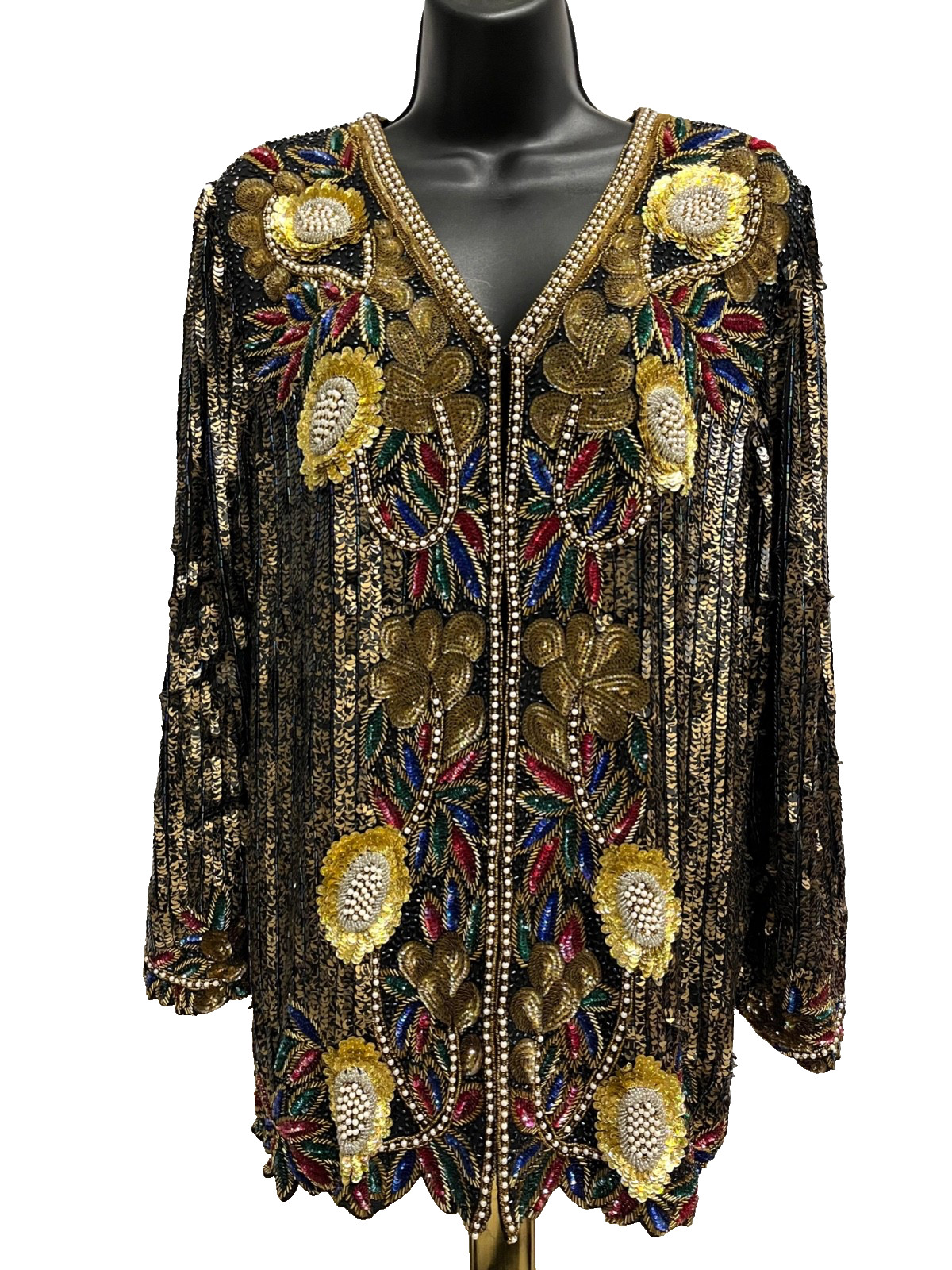 Unique 1980s Vintage sequined and beaded Jacket “Duster” by Sequins Originals