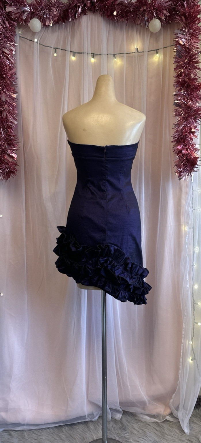 Vintage Y2K 2000s Strapless Mini Dress Purple Formal Homecoming Cocktail XS/S