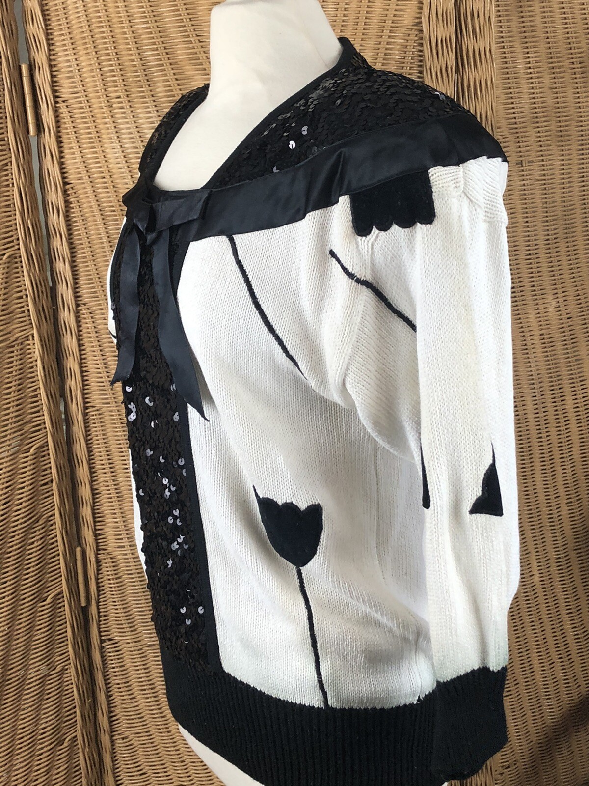 Bonnie and Bill by Holly 1980 sweater sequin tulip shoulder pads Medium