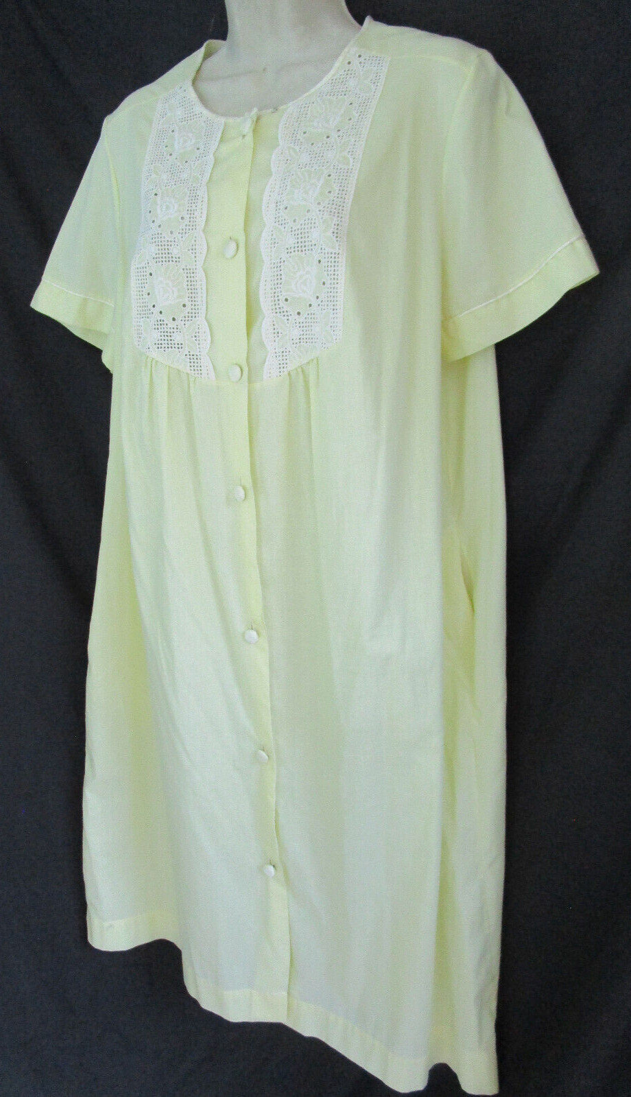 Vtg 60s Daffodil Yellow Gossard Artemis Short House Coat Robe Dressing Gown L