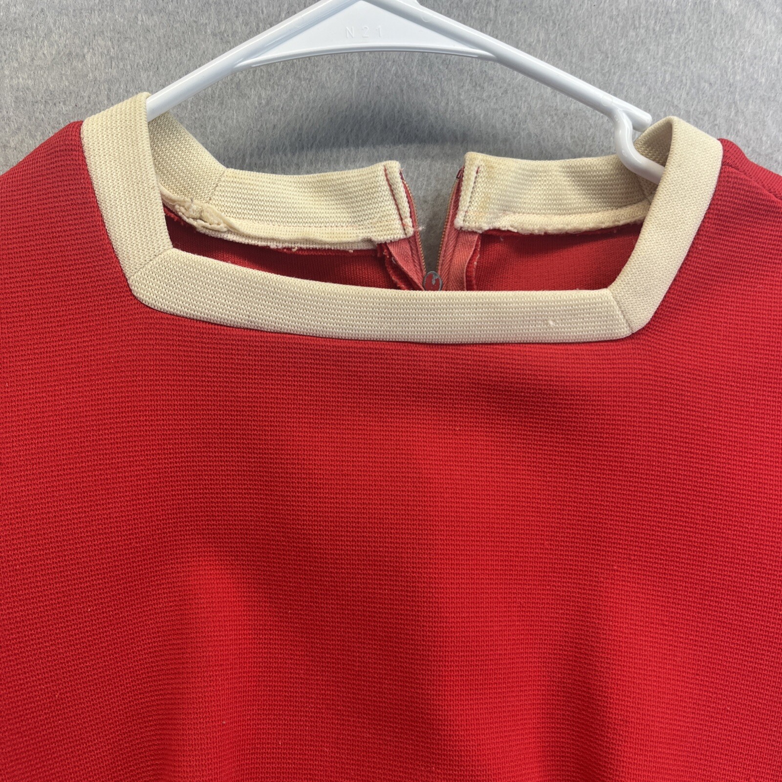 Union Made ILGWU Red Dress Vintage 60s Pockets Read Single Stitch