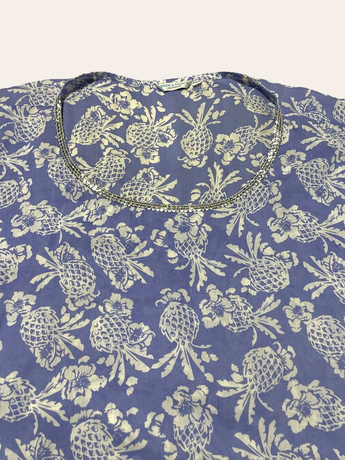 Beth & Tracie Barbados Luxury Resort Wear Glam Vintage 90s Top Floral Size L
