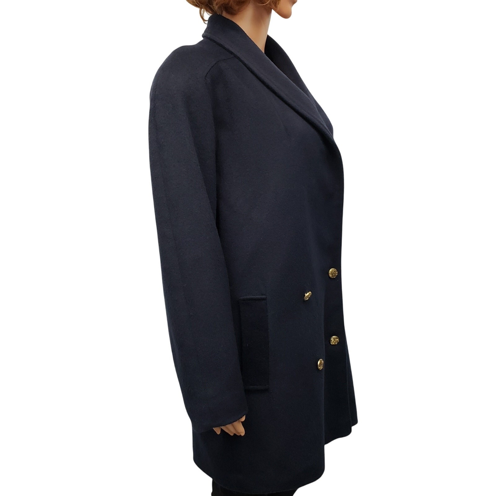 Vintage 80s Braefair Wool Pea Coat Overcoat Union Made in USA Double Breast 10 L