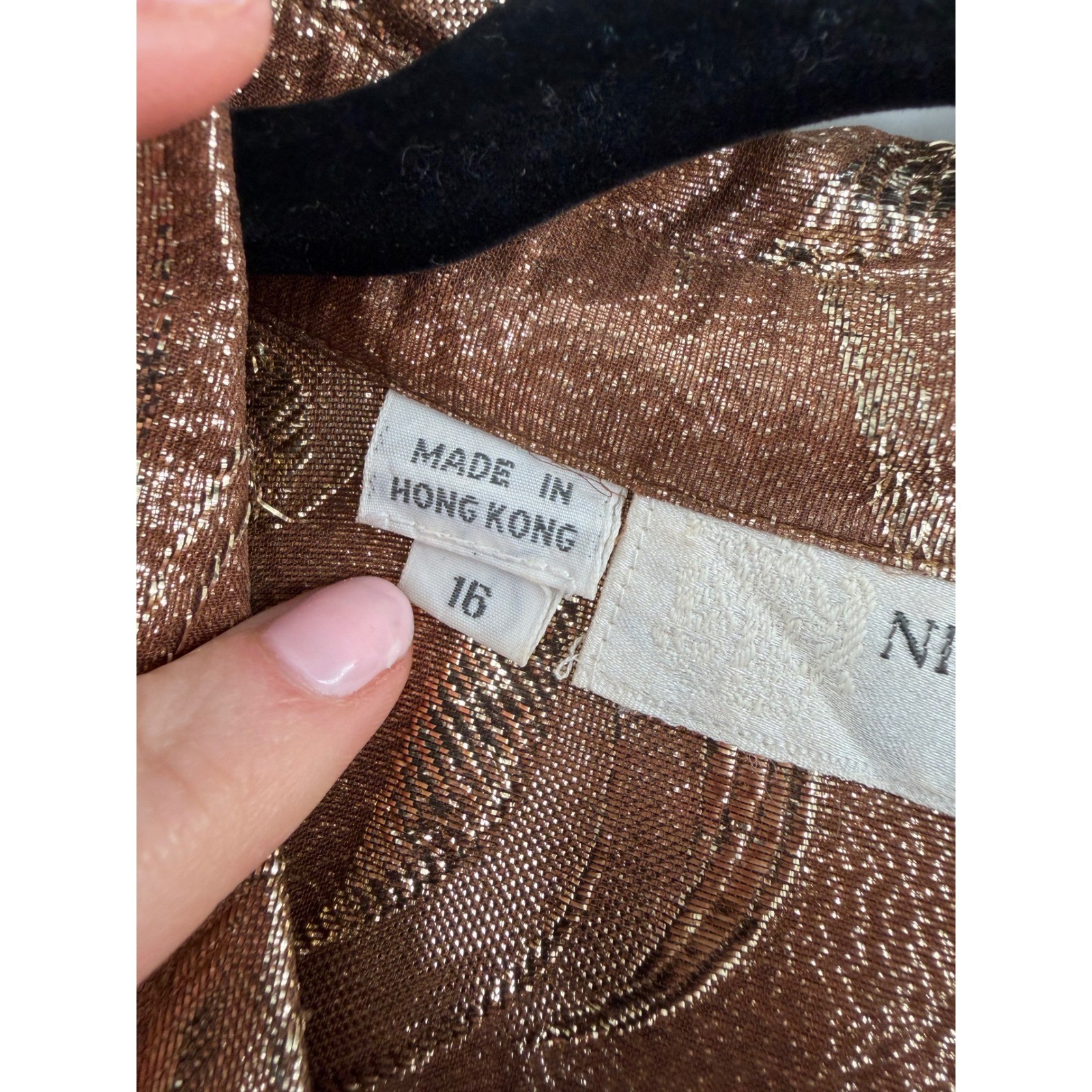 Nina Ricci Blouse Womens 16 Bronze Gold Metallic Lurex 80s Vintage Glam Disco