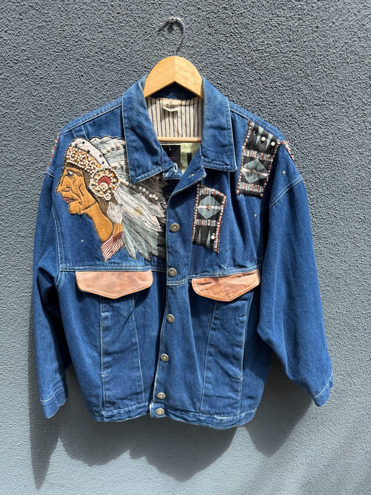 Vintage Southwestern Embellished Jou Jou Denim Native American Jacket