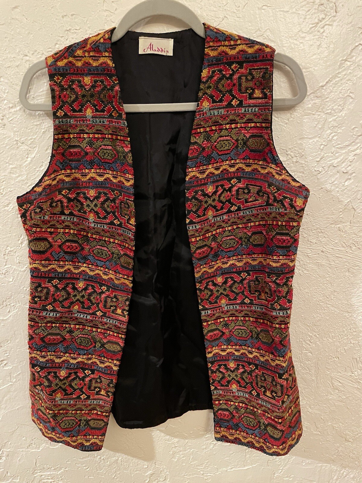 Vintage Aladdin Vest Carpet Tapestry 1960S-1970S Hippie Size S-M