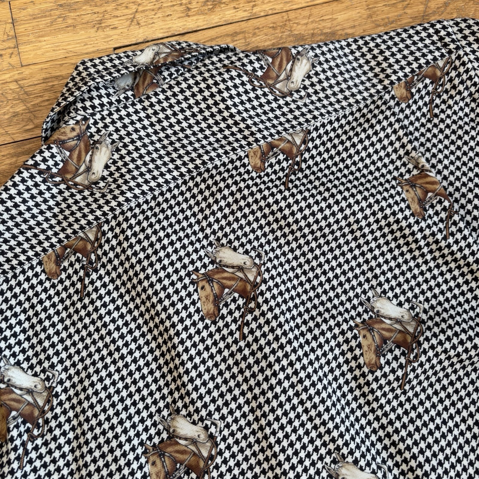 Vtg 80s-90s RALPH LAUREN EQUESTRIAN Horse Print Shirt Button Down Womens 10