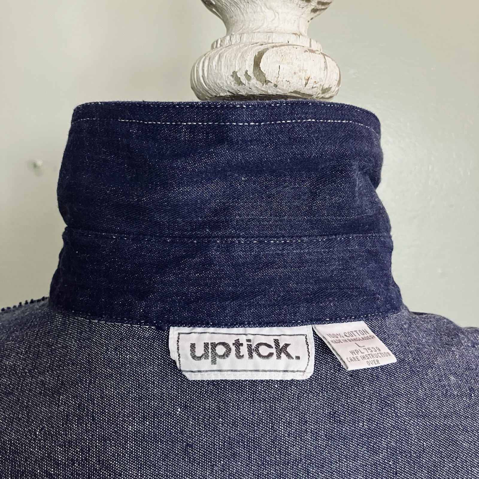 70s 80s Uptick Denim Lace-up Back Shirt Women’s Size Large 100% Cotton New