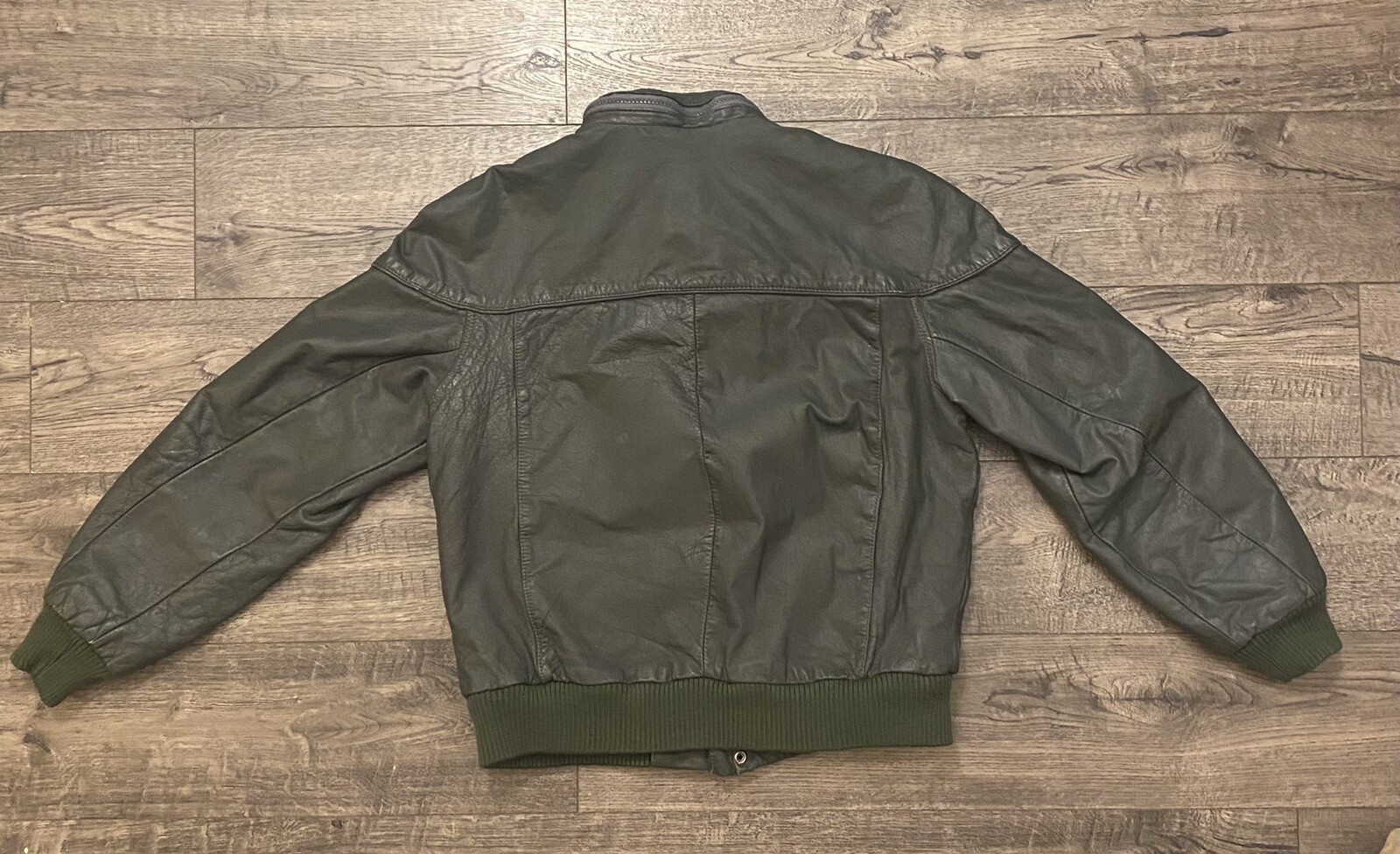 Vintage Porsha by Winer Green Leather Varsity Zip Jacket Womens/Mens Size 40 SM